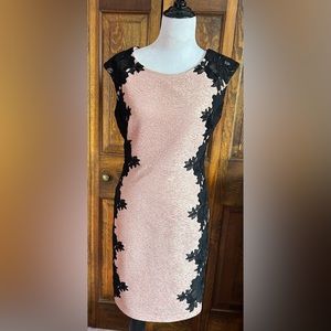 Jax Rose Gold Evening Dress with Black Lace